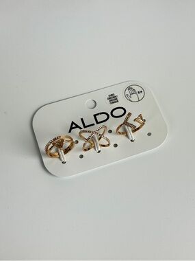 Aldo Gold-Tone Trio Crystal Accent Ring Set